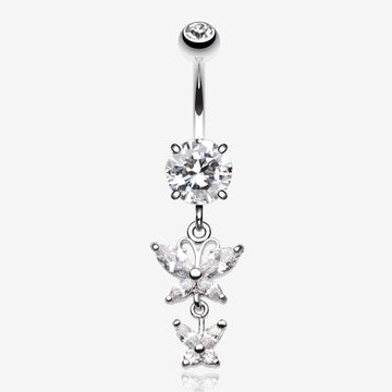 Butterfly Besties Belly Button Ring-Clear Gem